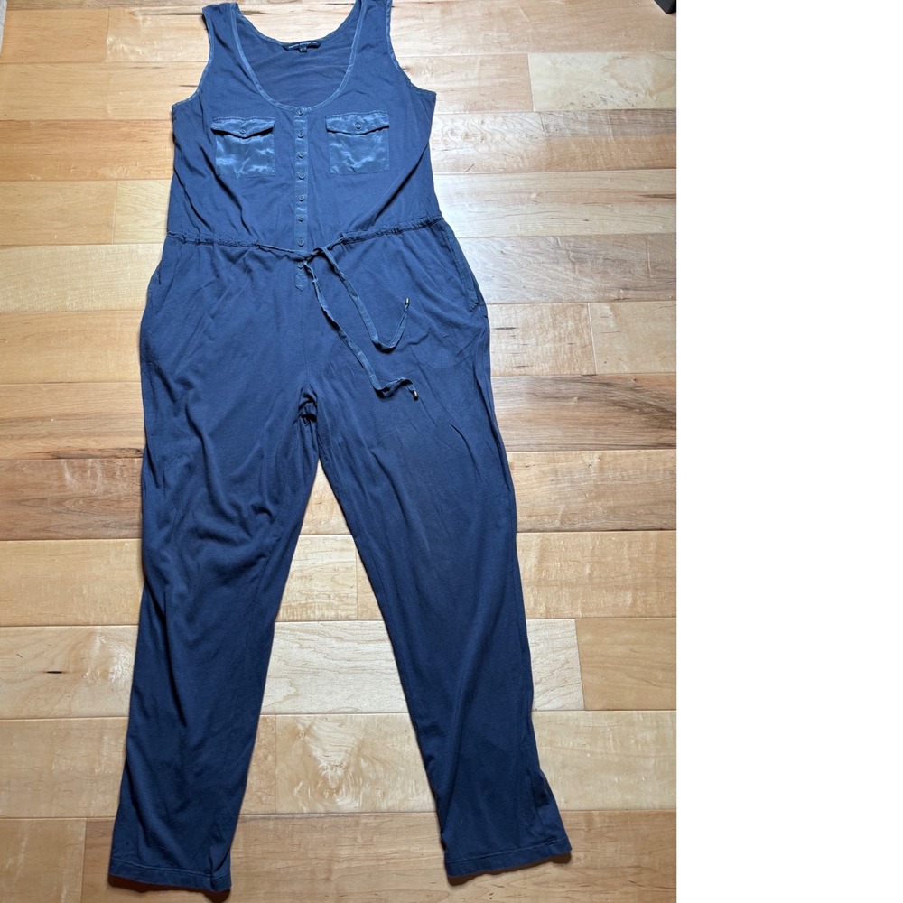 French Connection Sleeveless Jumpsuit Women 12  Blue Drawstring Waist Minimalist